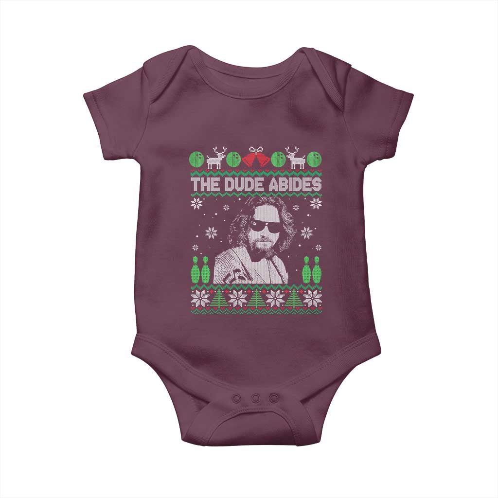 The Dude Abides Christmas Bowling Baby Onesie Funny Bowling Movie - Wonder Print Shop