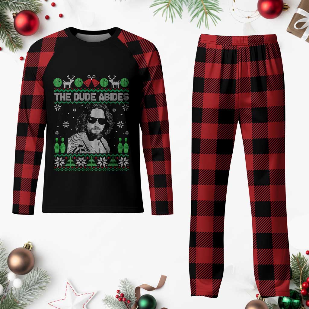 The Dude Abides Christmas Bowling Plaid Pajama Set Funny Bowling Movie - Wonder Print Shop