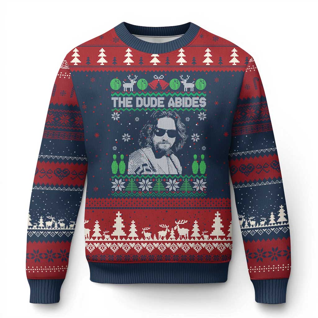 The Dude Abides Xmas Bowling Ugly Christmas Sweater Funny Bowling Movie - Wonder Print Shop