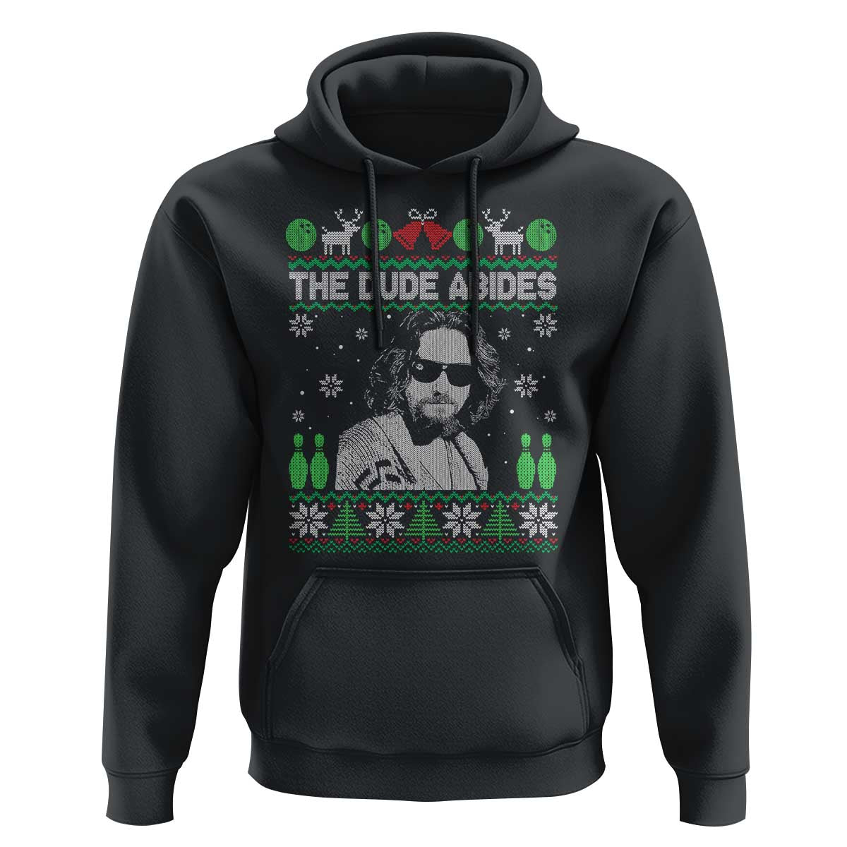 The Dude Abides Christmas Bowling Hoodie Funny Bowling Movie - Wonder Print Shop