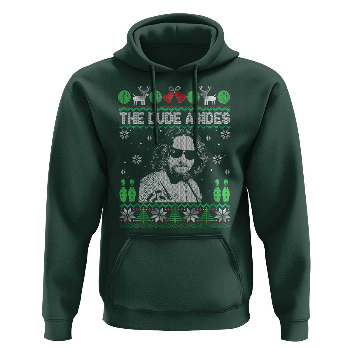 The Dude Abides Christmas Bowling Hoodie Funny Bowling Movie - Wonder Print Shop