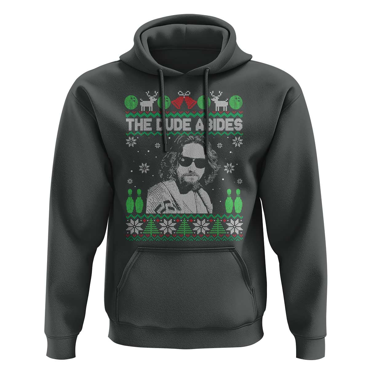The Dude Abides Christmas Bowling Hoodie Funny Bowling Movie - Wonder Print Shop