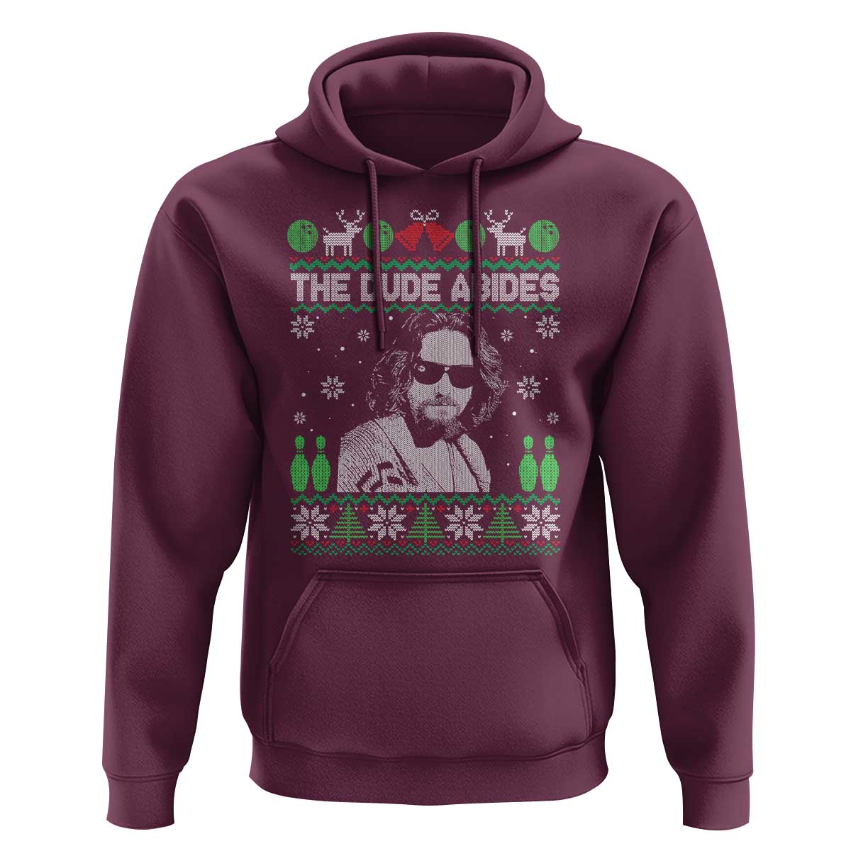 The Dude Abides Christmas Bowling Hoodie Funny Bowling Movie - Wonder Print Shop