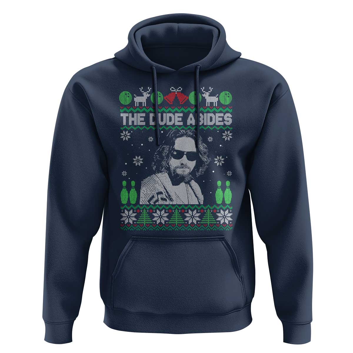 The Dude Abides Christmas Bowling Hoodie Funny Bowling Movie - Wonder Print Shop