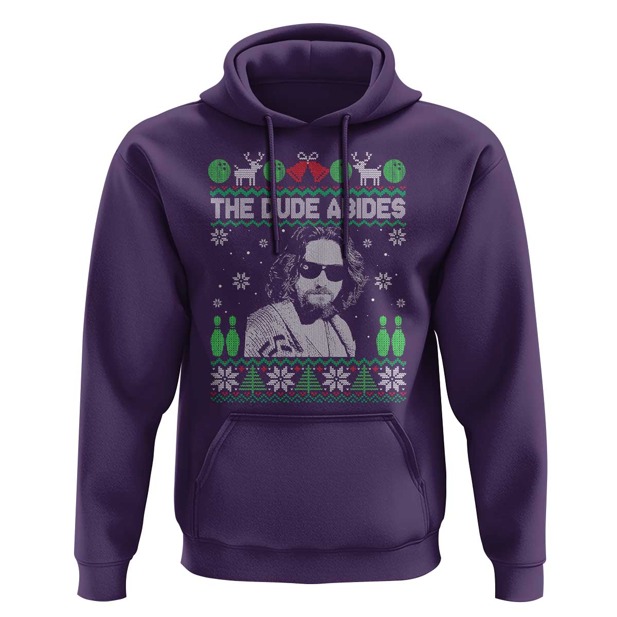 The Dude Abides Christmas Bowling Hoodie Funny Bowling Movie - Wonder Print Shop