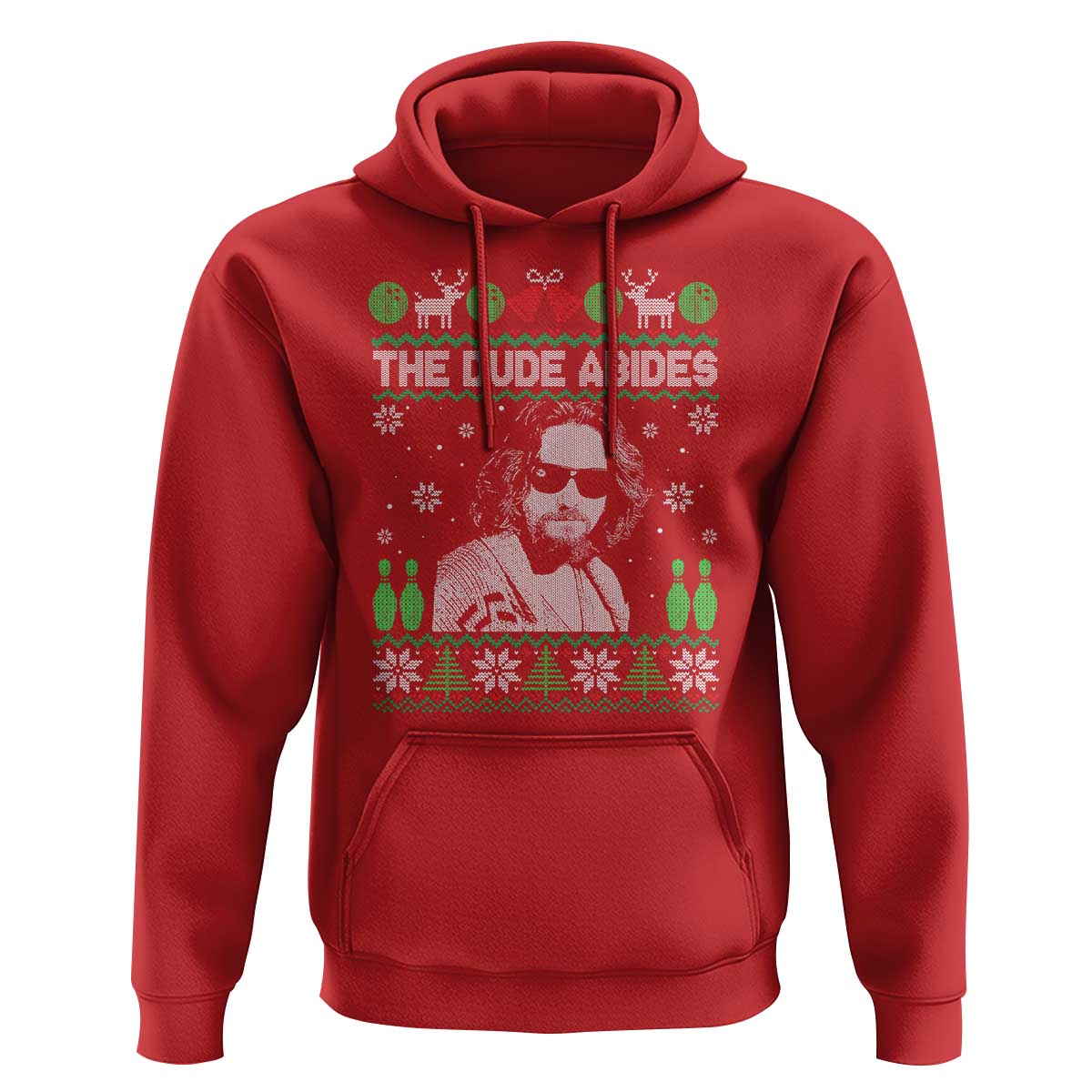 The Dude Abides Christmas Bowling Hoodie Funny Bowling Movie - Wonder Print Shop