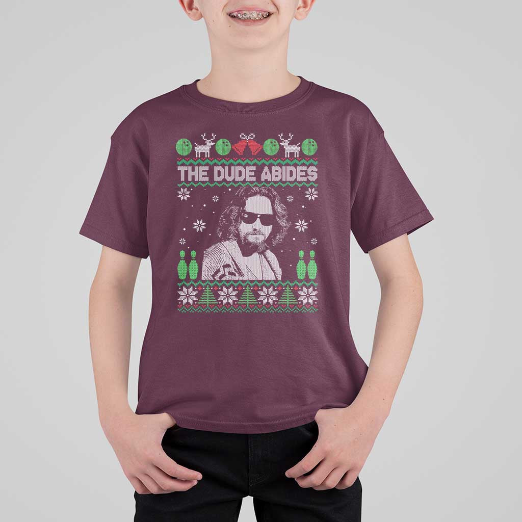 The Dude Abides Christmas Bowling T Shirt For Kid Funny Bowling Movie - Wonder Print Shop