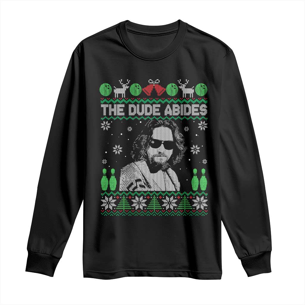 The Dude Abides Christmas Bowling Long Sleeve Shirt Funny Bowling Movie - Wonder Print Shop
