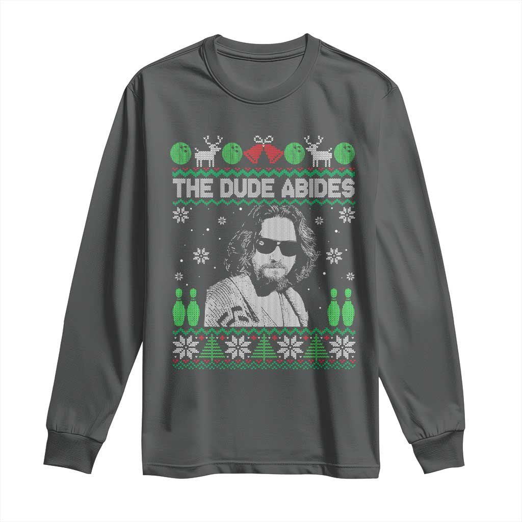 The Dude Abides Christmas Bowling Long Sleeve Shirt Funny Bowling Movie - Wonder Print Shop
