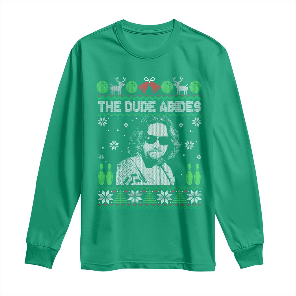 The Dude Abides Christmas Bowling Long Sleeve Shirt Funny Bowling Movie - Wonder Print Shop