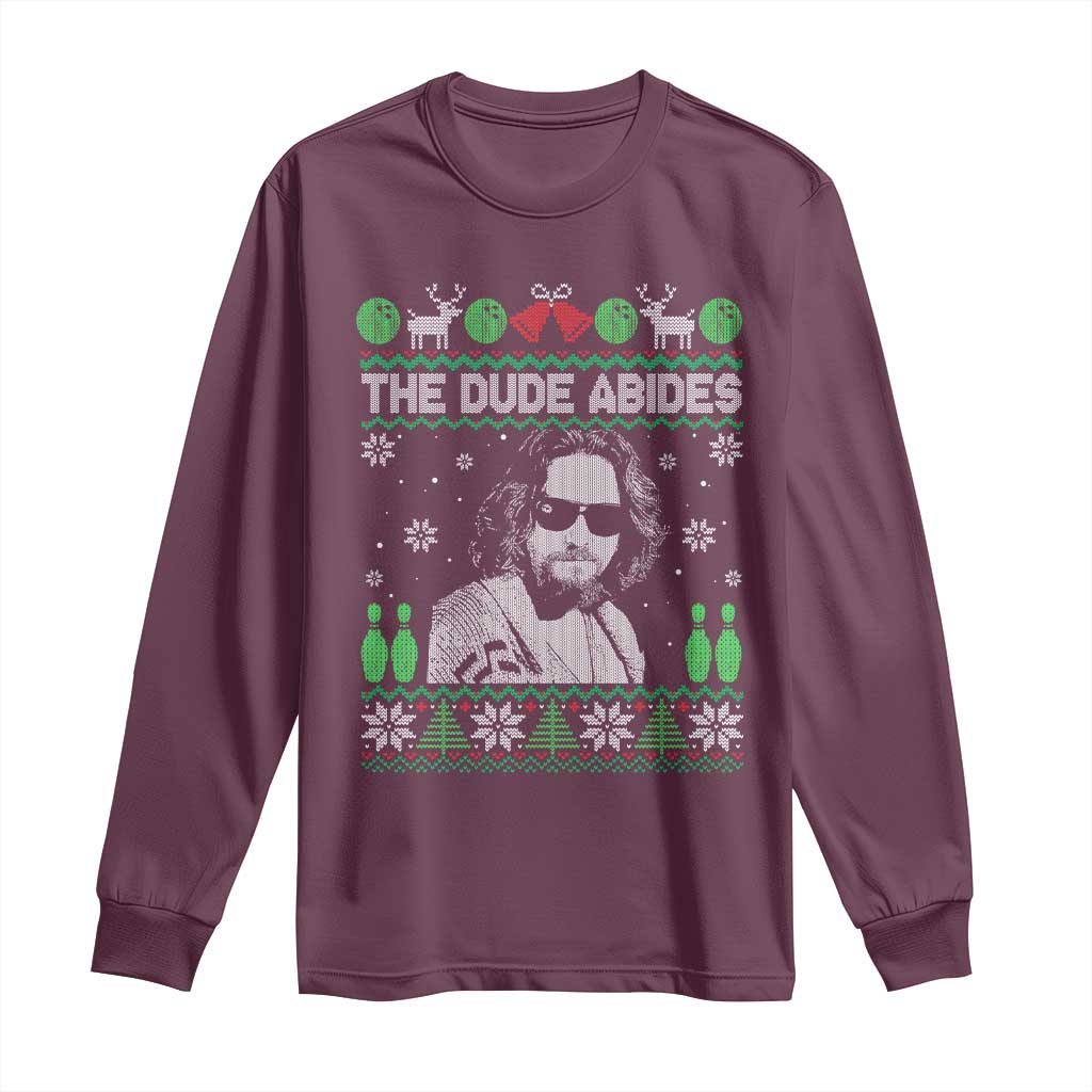 The Dude Abides Christmas Bowling Long Sleeve Shirt Funny Bowling Movie - Wonder Print Shop