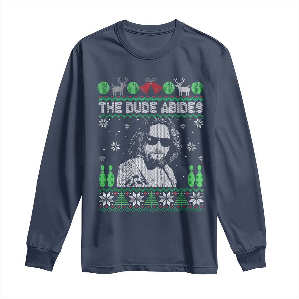 The Dude Abides Christmas Bowling Long Sleeve Shirt Funny Bowling Movie - Wonder Print Shop