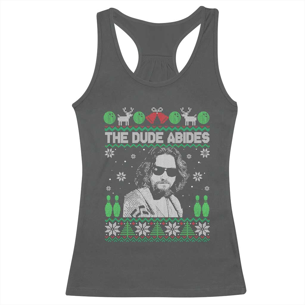 The Dude Abides Christmas Bowling Racerback Tank Top Funny Bowling Movie - Wonder Print Shop