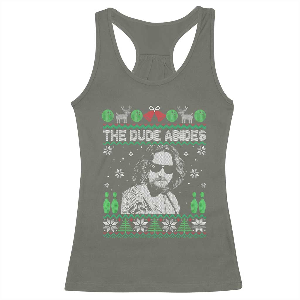 The Dude Abides Christmas Bowling Racerback Tank Top Funny Bowling Movie - Wonder Print Shop