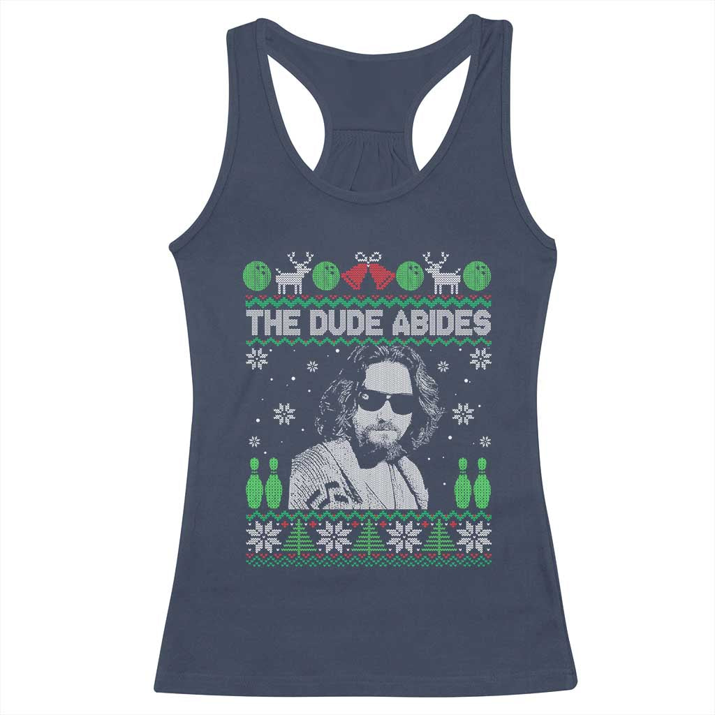 The Dude Abides Christmas Bowling Racerback Tank Top Funny Bowling Movie - Wonder Print Shop