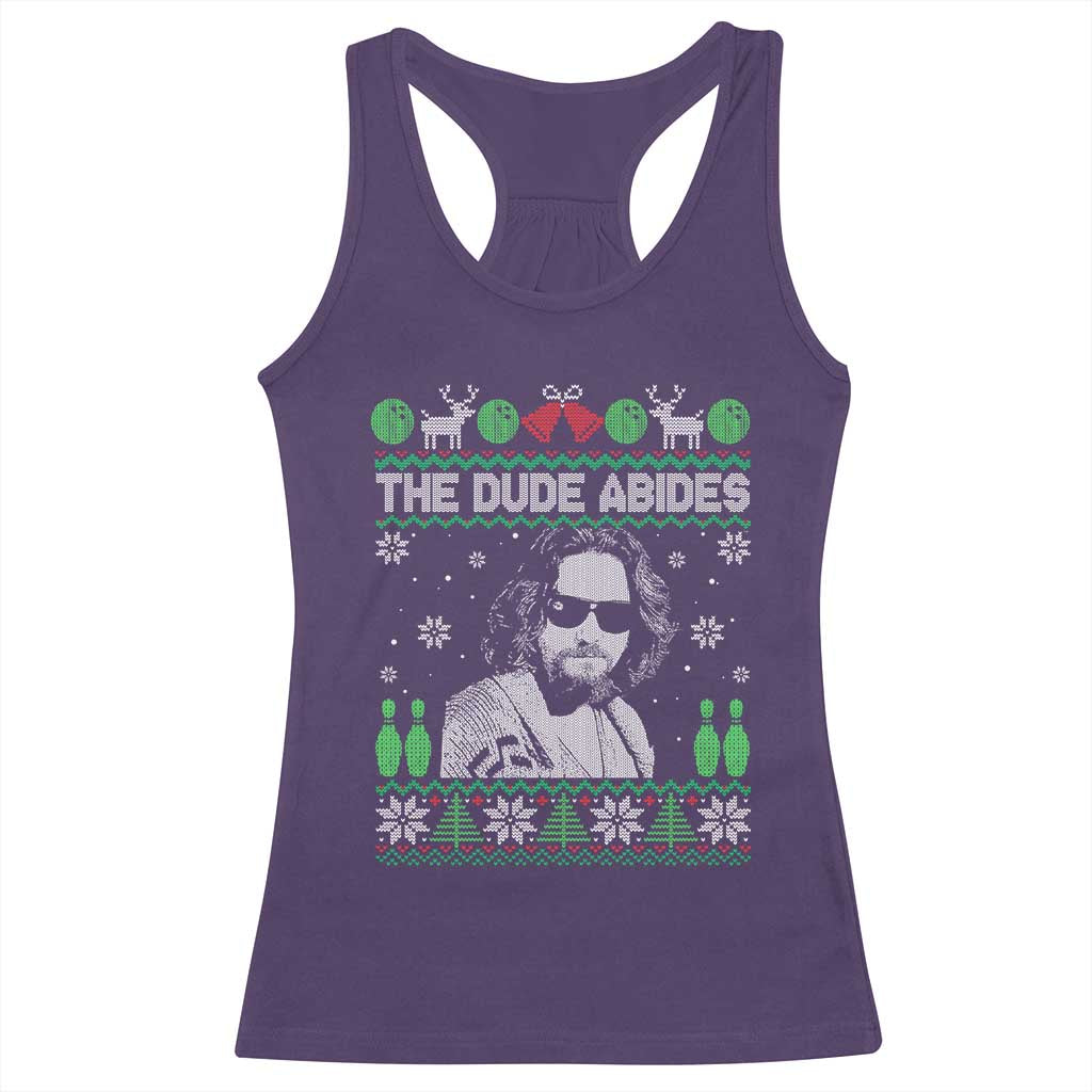 The Dude Abides Christmas Bowling Racerback Tank Top Funny Bowling Movie - Wonder Print Shop