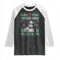 The Dude Abides Christmas Bowling Raglan Shirt Funny Bowling Movie - Wonder Print Shop