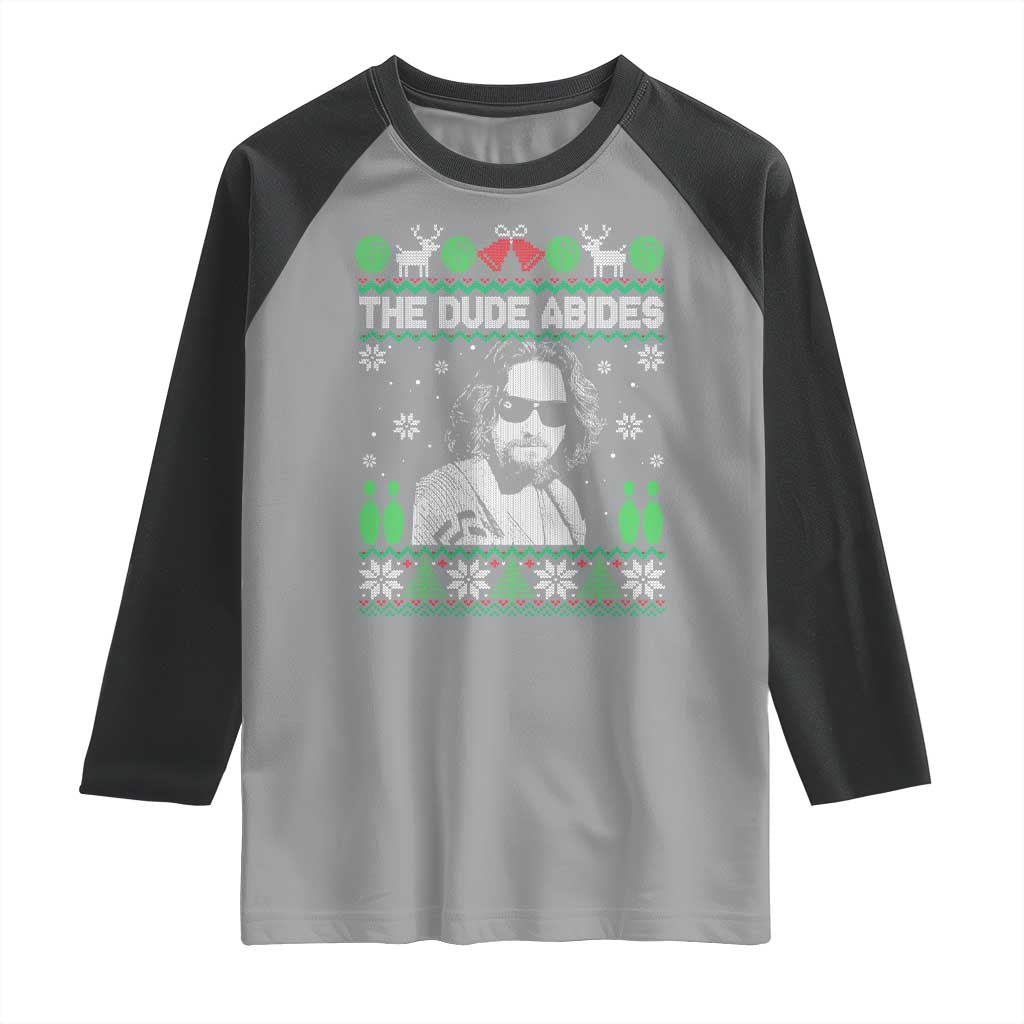 The Dude Abides Christmas Bowling Raglan Shirt Funny Bowling Movie - Wonder Print Shop