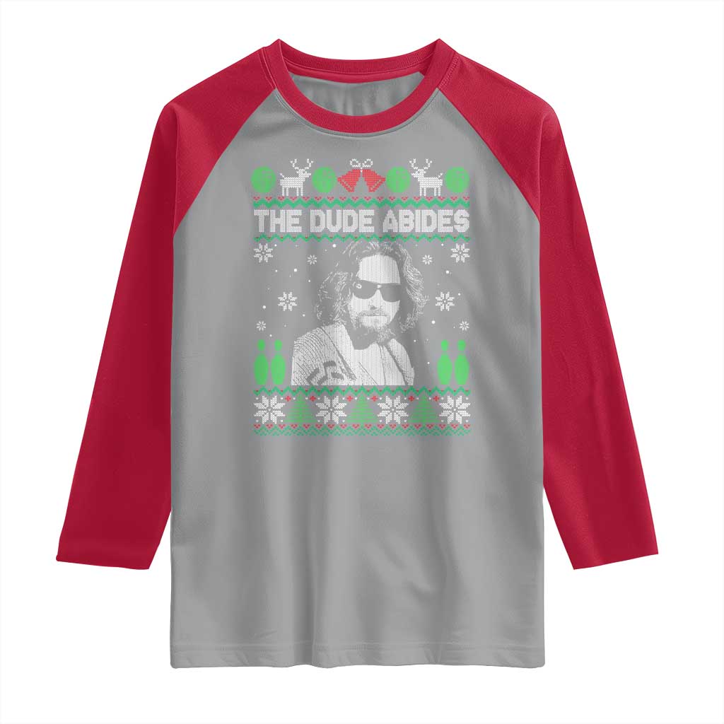 The Dude Abides Christmas Bowling Raglan Shirt Funny Bowling Movie - Wonder Print Shop