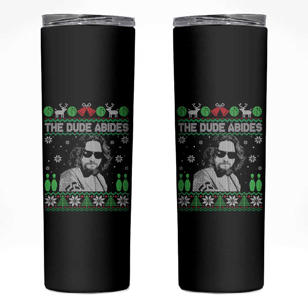 The Dude Abides Christmas Bowling Skinny Tumbler Funny Bowling Movie - Wonder Print Shop