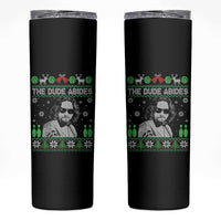 The Dude Abides Christmas Bowling Skinny Tumbler Funny Bowling Movie - Wonder Print Shop