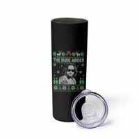 The Dude Abides Christmas Bowling Skinny Tumbler Funny Bowling Movie - Wonder Print Shop