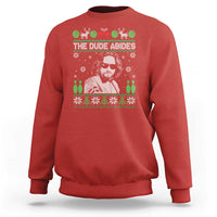 The Dude Abides Christmas Bowling Sweatshirt Funny Bowling Movie - Wonder Print Shop