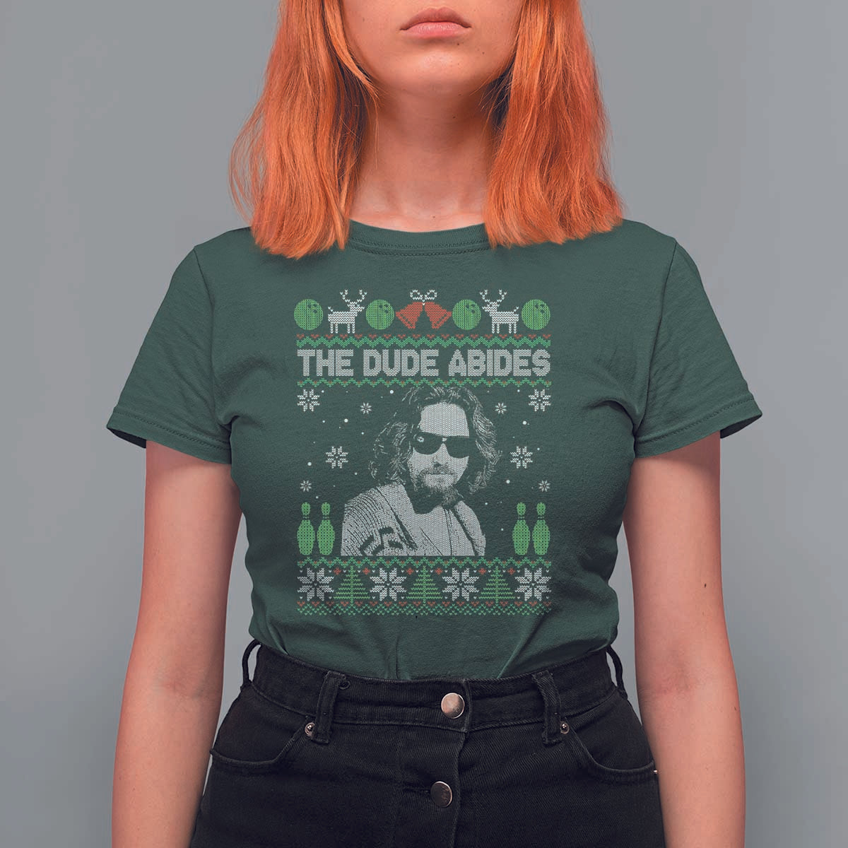 The Dude Abides Christmas Bowling T Shirt For Women Funny Bowling Movie - Wonder Print Shop