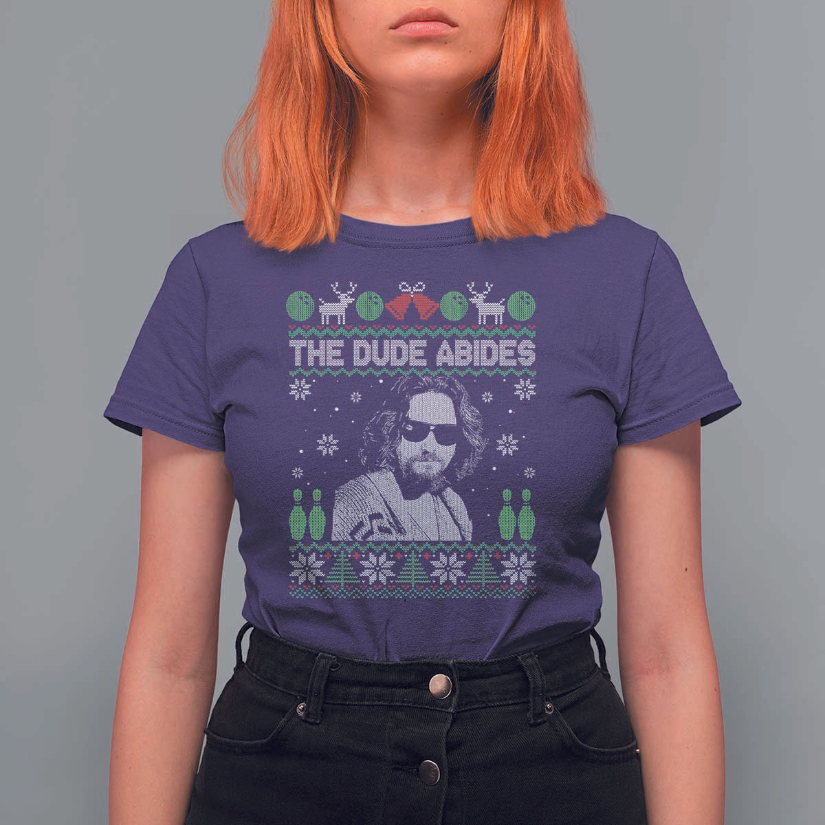 The Dude Abides Christmas Bowling T Shirt For Women Funny Bowling Movie - Wonder Print Shop