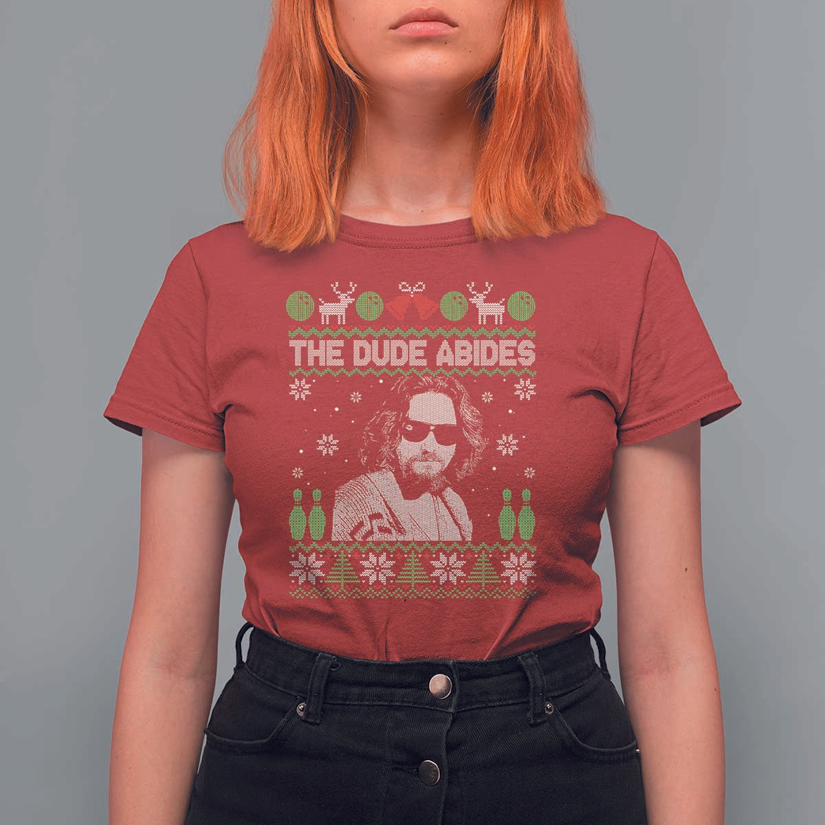 The Dude Abides Christmas Bowling T Shirt For Women Funny Bowling Movie - Wonder Print Shop