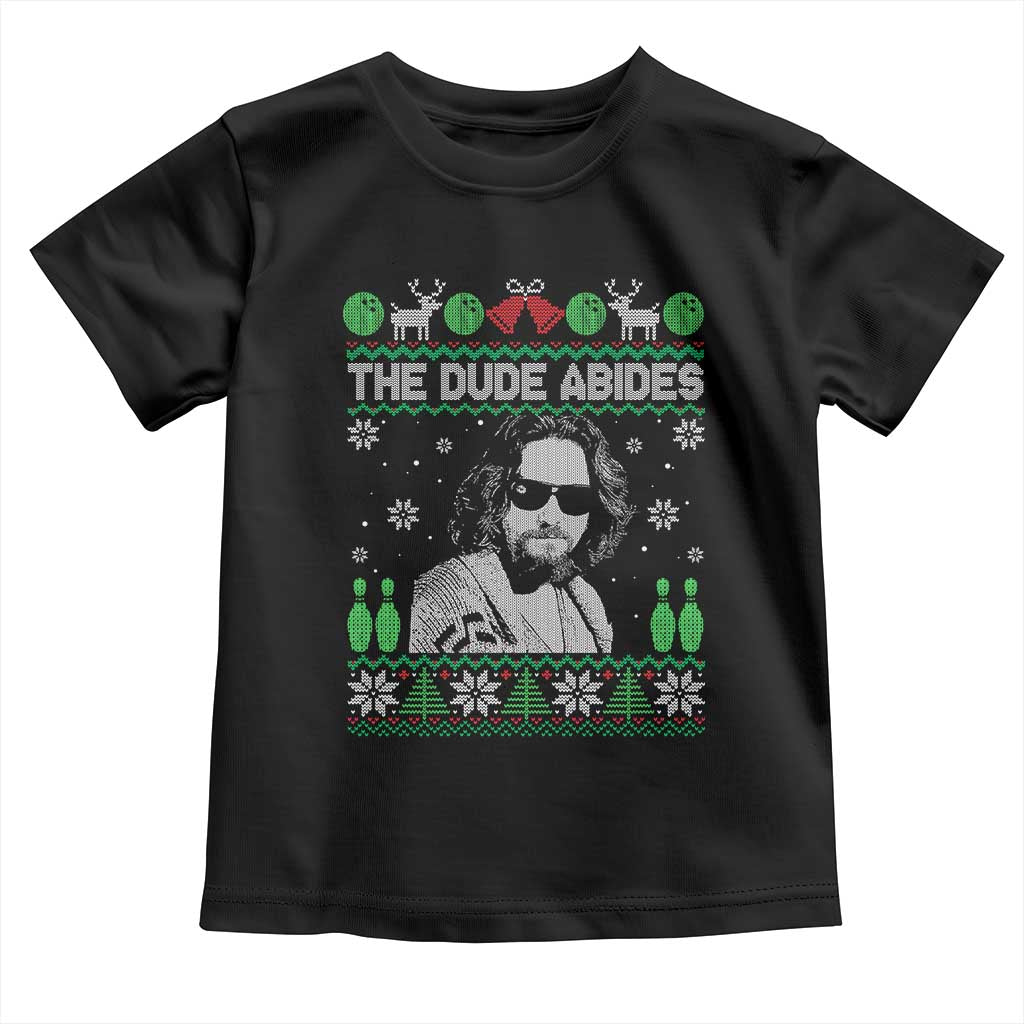 The Dude Abides Christmas Bowling Toddler T Shirt Funny Bowling Movie - Wonder Print Shop