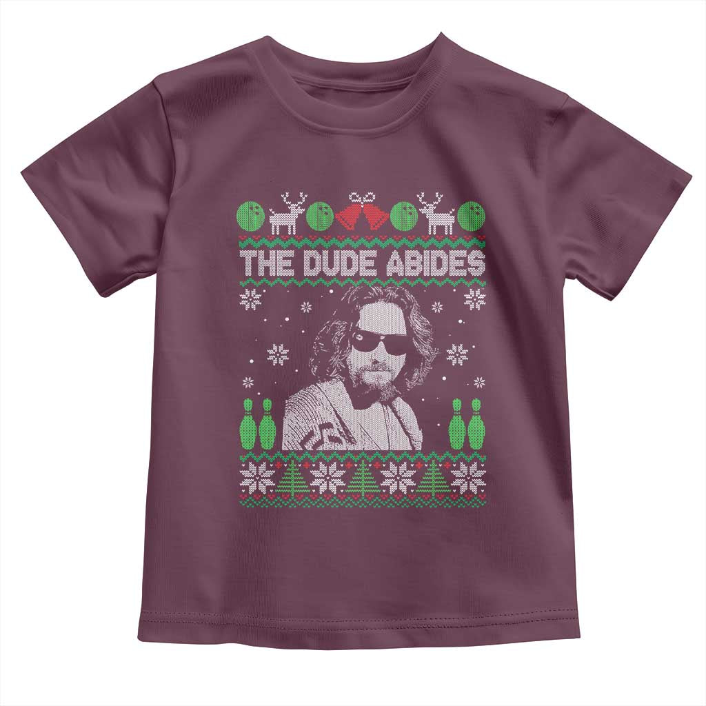 The Dude Abides Christmas Bowling Toddler T Shirt Funny Bowling Movie - Wonder Print Shop