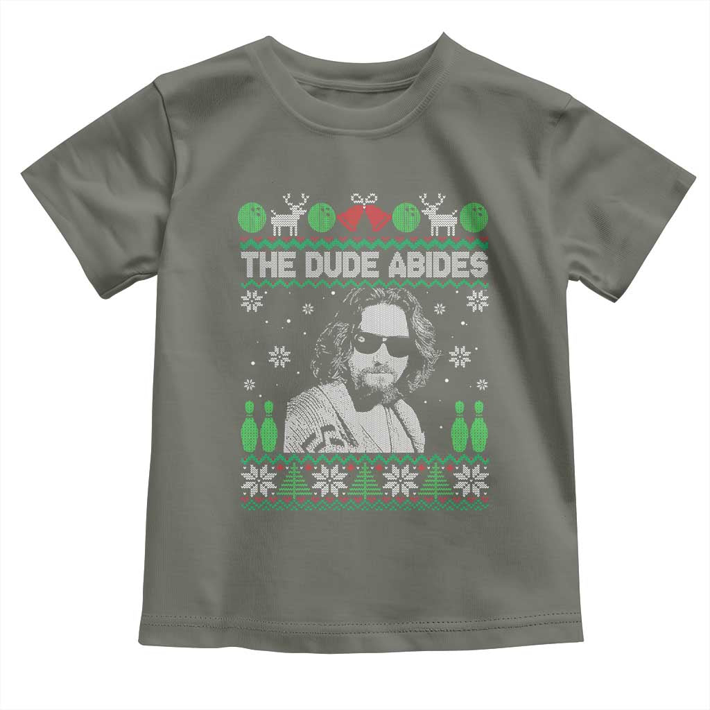 The Dude Abides Christmas Bowling Toddler T Shirt Funny Bowling Movie - Wonder Print Shop