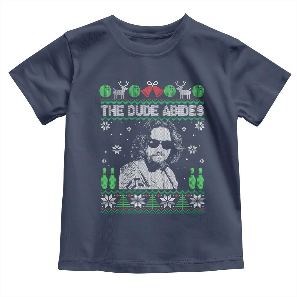 The Dude Abides Christmas Bowling Toddler T Shirt Funny Bowling Movie - Wonder Print Shop