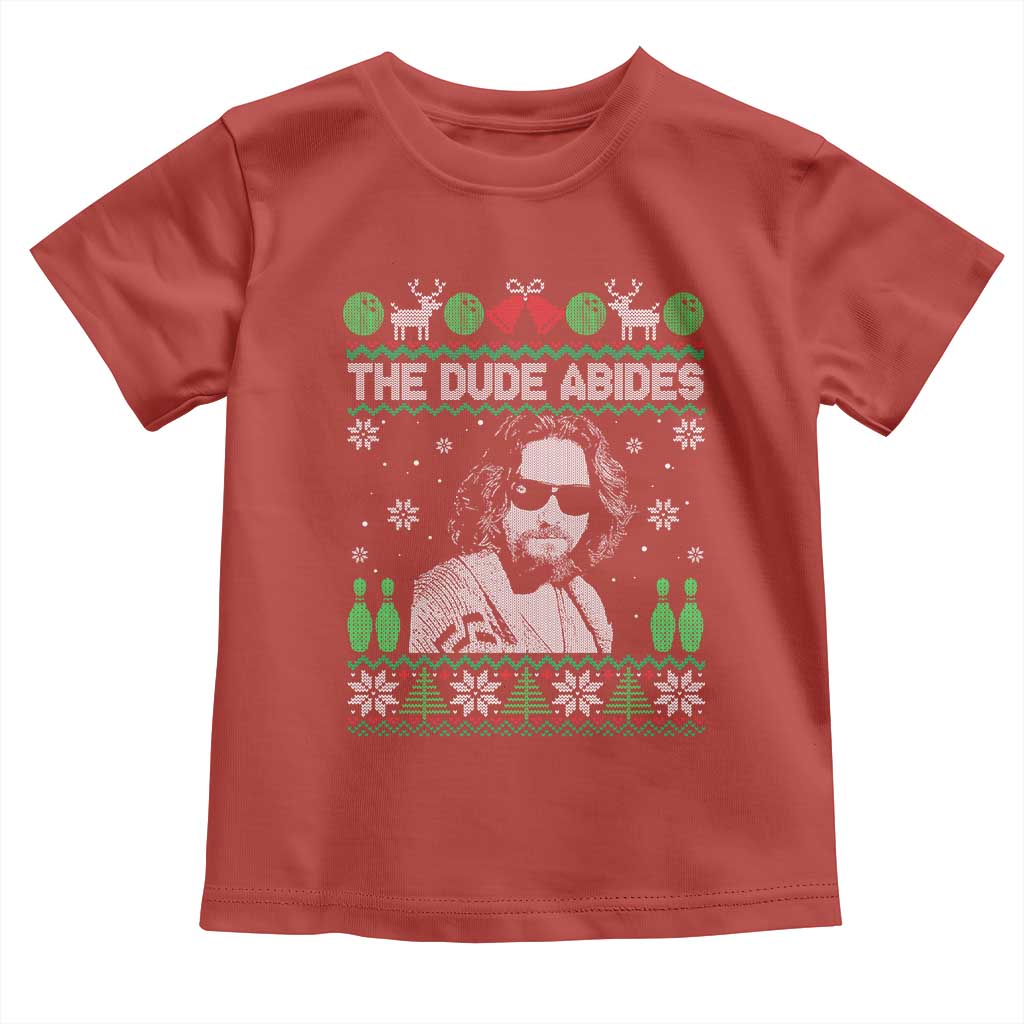 The Dude Abides Christmas Bowling Toddler T Shirt Funny Bowling Movie - Wonder Print Shop