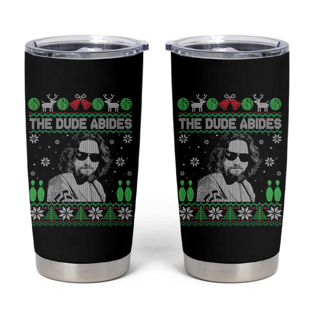 The Dude Abides Christmas Bowling Tumbler Cup Funny Bowling Movie - Wonder Print Shop