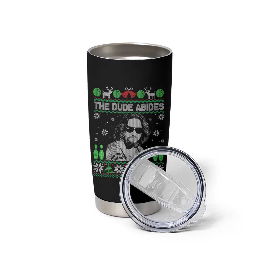 The Dude Abides Christmas Bowling Tumbler Cup Funny Bowling Movie - Wonder Print Shop