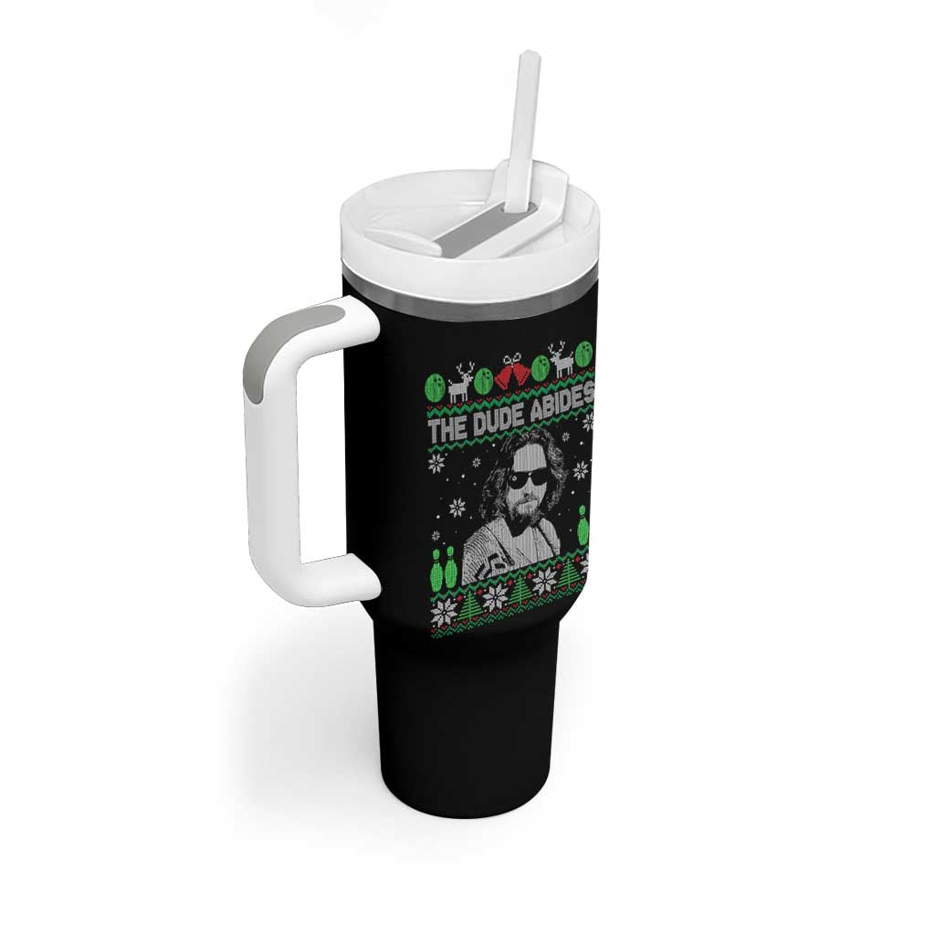 The Dude Abides Christmas Bowling Tumbler With Handle Funny Bowling Movie - Wonder Print Shop