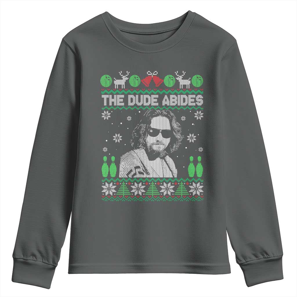 The Dude Abides Christmas Bowling Youth Sweatshirt Funny Bowling Movie - Wonder Print Shop