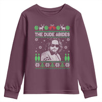 The Dude Abides Christmas Bowling Youth Sweatshirt Funny Bowling Movie - Wonder Print Shop