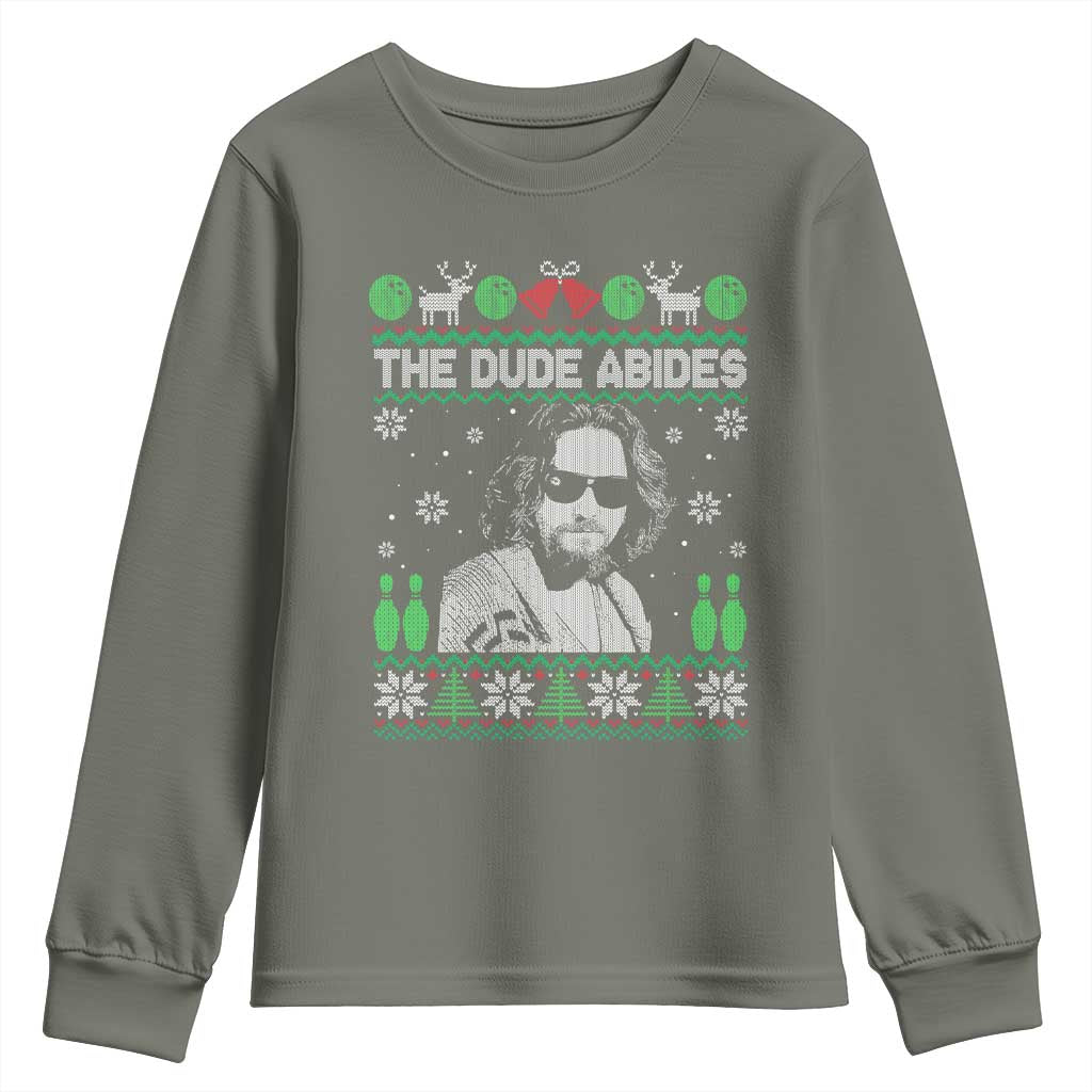 The Dude Abides Christmas Bowling Youth Sweatshirt Funny Bowling Movie - Wonder Print Shop