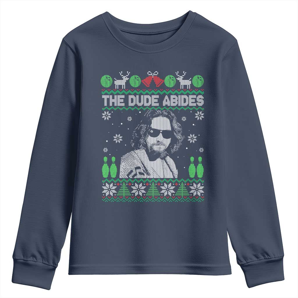 The Dude Abides Christmas Bowling Youth Sweatshirt Funny Bowling Movie - Wonder Print Shop
