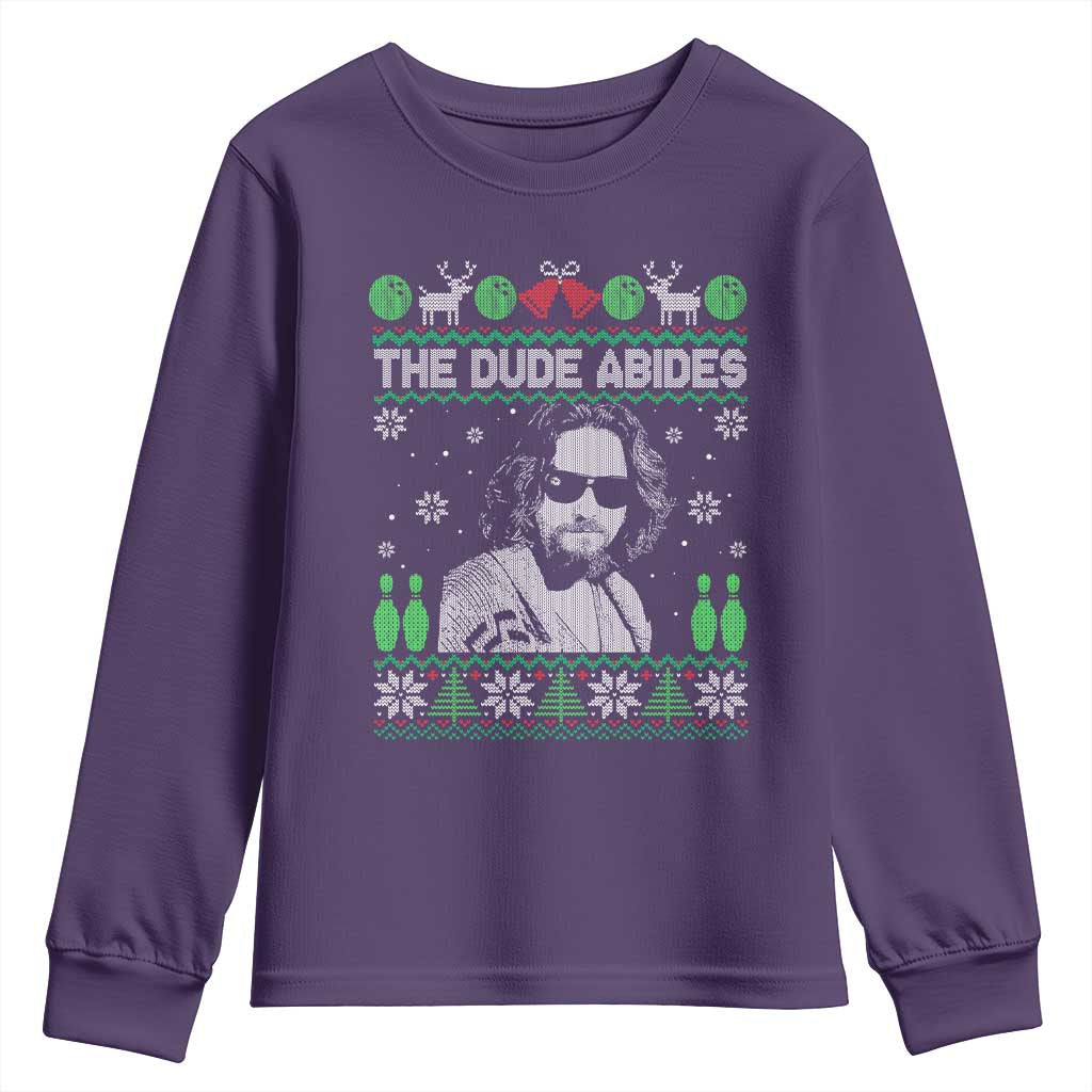 The Dude Abides Christmas Bowling Youth Sweatshirt Funny Bowling Movie - Wonder Print Shop