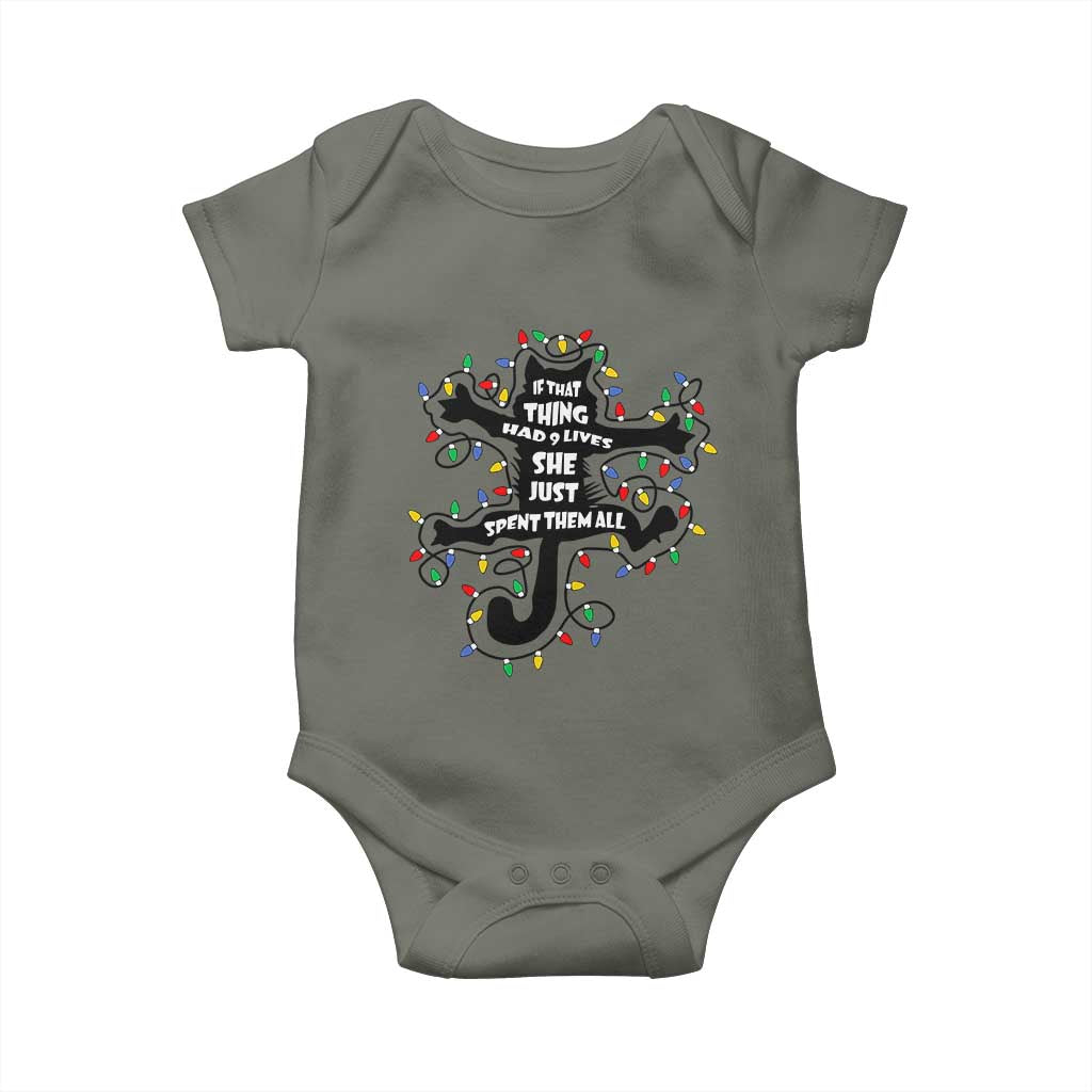 Christmas Movie Fried Pussy Cat Baby Onesie If That Thing Had 9 Lives She Just Spent Them All - Wonder Print Shop