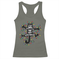 Christmas Movie Fried Pussy Cat Racerback Tank Top If That Thing Had 9 Lives She Just Spent Them All - Wonder Print Shop