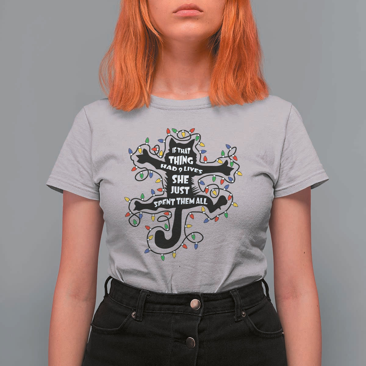 Christmas Movie Fried Pussy Cat T Shirt For Women If That Thing Had 9 Lives She Just Spent Them All - Wonder Print Shop