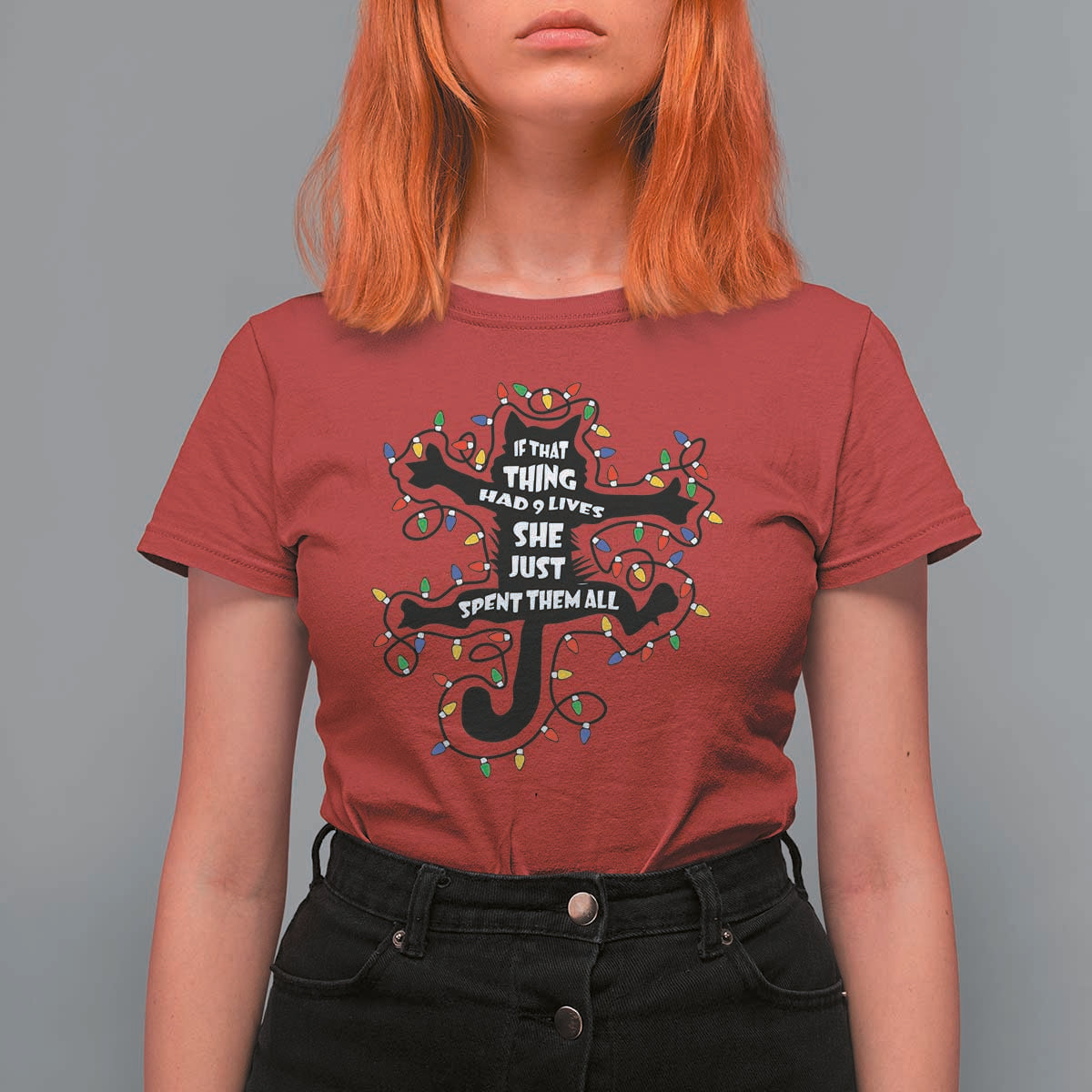 Christmas Movie Fried Pussy Cat T Shirt For Women If That Thing Had 9 Lives She Just Spent Them All - Wonder Print Shop