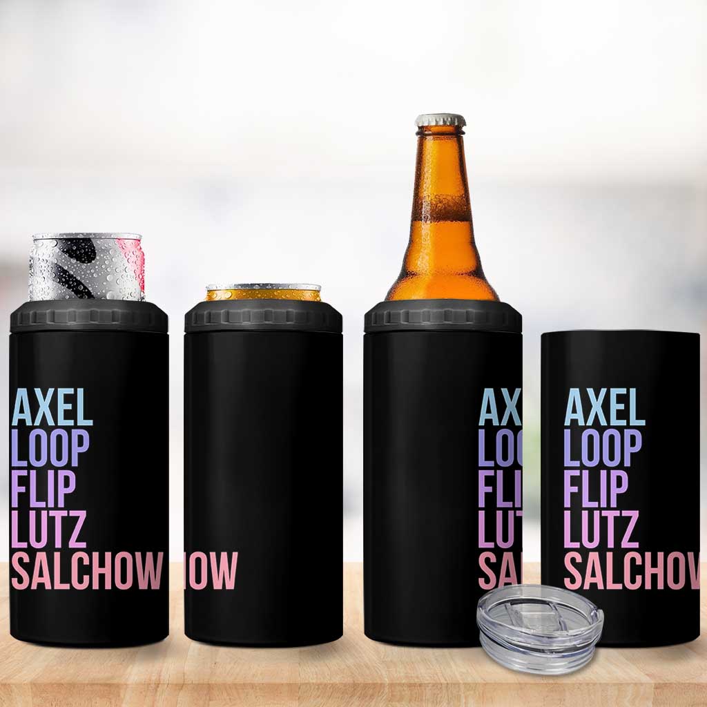 Figure Skating Lovers 4 in 1 Can Cooler Tumbler Funny Axel Loop Flip Lutz Salchow - Wonder Print Shop