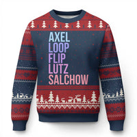 Figure Skating Lovers Ugly Christmas Sweater Funny Axel Loop Flip Lutz Salchow - Wonder Print Shop
