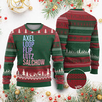 Figure Skating Lovers Ugly Christmas Sweater Funny Axel Loop Flip Lutz Salchow - Wonder Print Shop